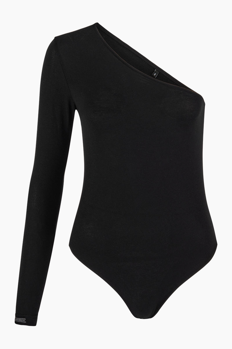 Nachhaltiger Damen Body Schwarz aus Deutschland, Handgefertigter Einarmiger Body für Frauen
